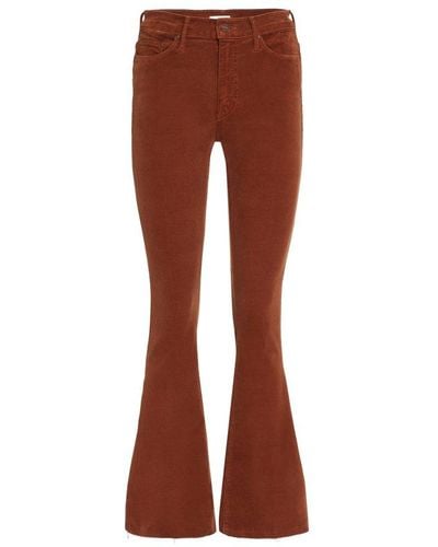Mother The Weekender Fray Corduroy Flared Trousers - Brown