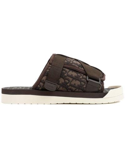 Dior All-over Logo Open-toe Sandals - Brown