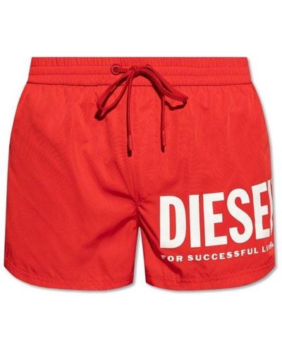 DIESEL Bmbx-mario-34 Logo Printed Swim Shorts - Red