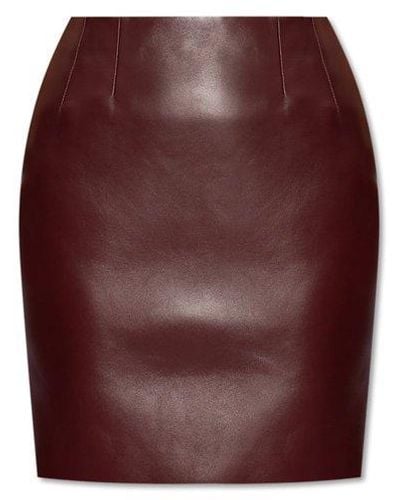 Versace Logo-plaque Zipped Leather Mini Skirt - Red