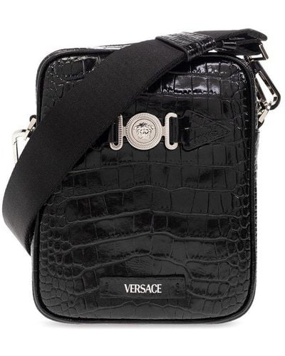 Versace Shoulder Bag With Medusa Face, - Black