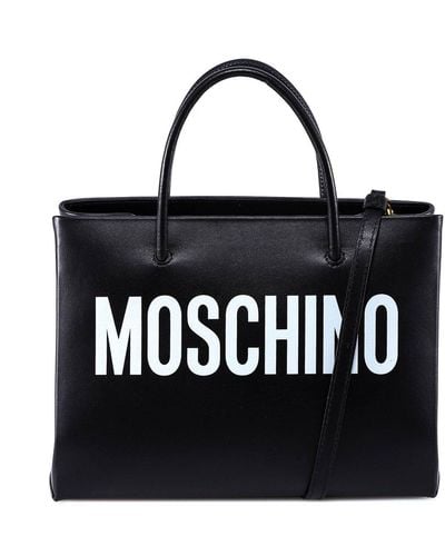 Moschino Logo Printed Tote Bag - Black