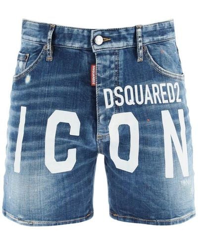 DSquared² Dan Commando Icon Denim Shorts - Blue