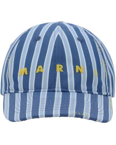 Marni Striped Baseball Cap - Blue