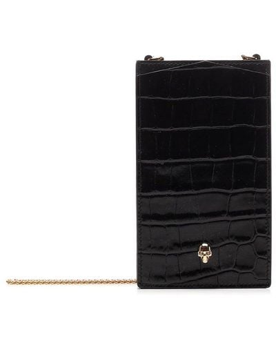 Alexander McQueen Skull Embossed Phone Pouch - Black