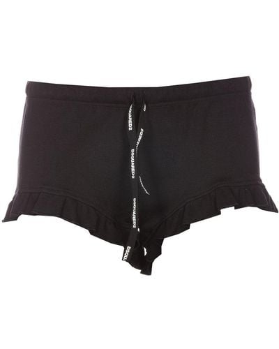 DSquared² Bow Detailed Ribbed Knit Shorts - Black