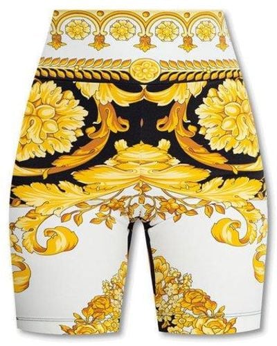 Versace Baroque Pattern High-rise Biker Shorts - Yellow