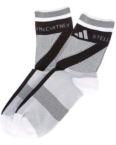 adidas By Stella McCartney Abstract-pattern Printed Intarsia-knit Socks - Black