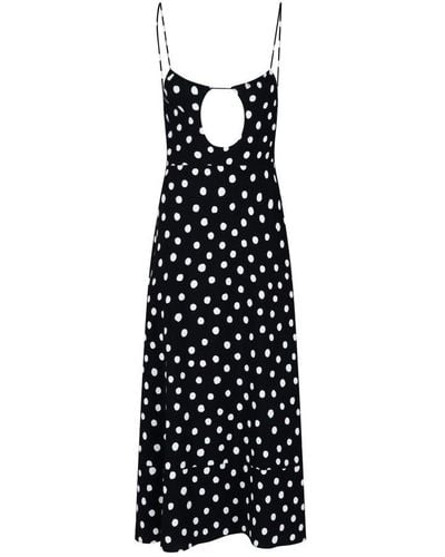 Saint Laurent Long Polka Dot Print Dress - Black