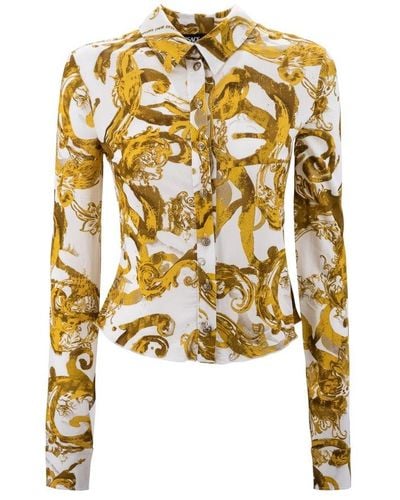Versace Watercolour Couture Straight Hem Shirt - Metallic