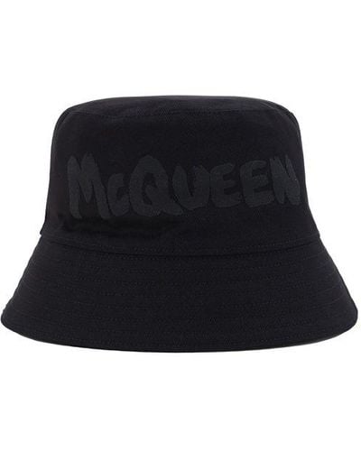 Alexander McQueen Logo Graffiti Printed Bucket Hat - Black