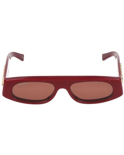 Gucci Rectangle Frame Sunglasses - Red
