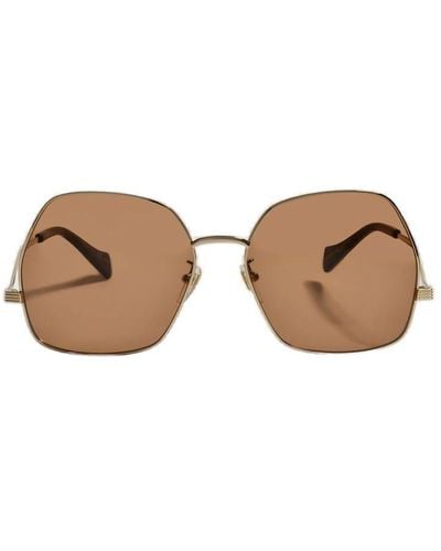 Gucci Oversized Round Frame Sunglasses - Brown