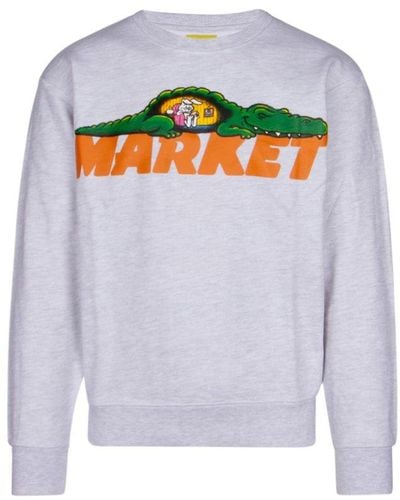 Market Logo Printed Crewneck Sweatshirt - Grey