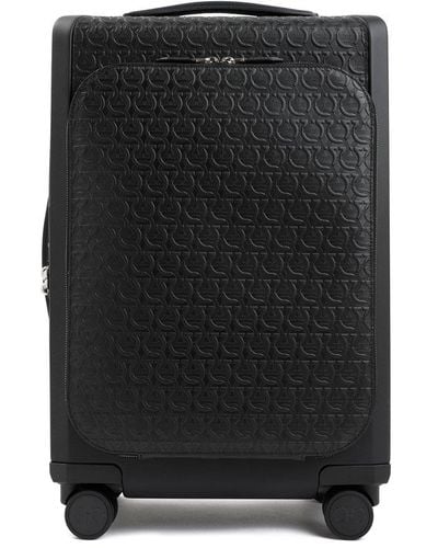 Ferragamo Calf Leather Carry-on Suitcase Bag - Black