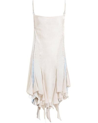 Y. Project Hook And Eye Detailed Asymmetric Hem Mini Dress - White