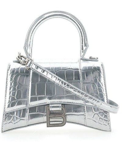 Balenciaga Hourglass Xs Embossed Handbag - Grey