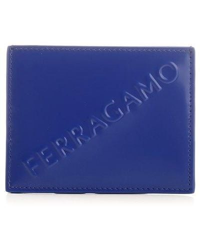 Ferragamo Logo Embossed Cardholder - Blue