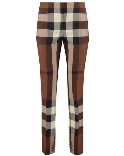 Burberry Checked Tailored Trousers - Brown