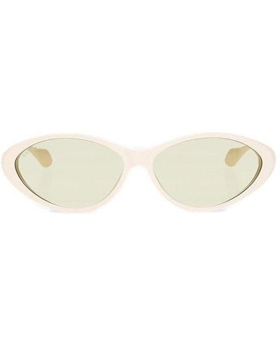 Gucci Logo Lettering Cat-eye Frame Sunglasses - White