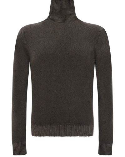 Malo Long Seeved Roll-neck Knitted Sweater - Black
