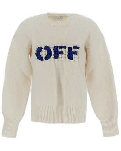 Off-White c/o Virgil Abloh Logo Detailed Crewneck Sweater - White