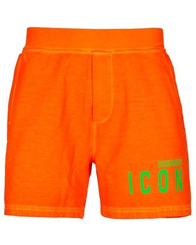 DSquared² Logo Printed Track Shorts - Orange