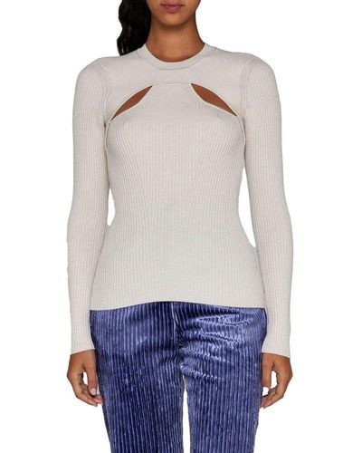 Isabel Marant Cut-out Detailed Knitted Sweater - White