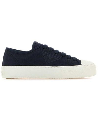 Prada Triangle Logo Lace-up Sneakers - Blue