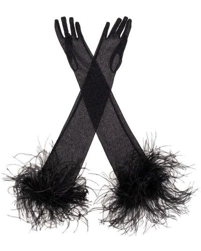 Oséree Gloves With Decorative Trim - Black
