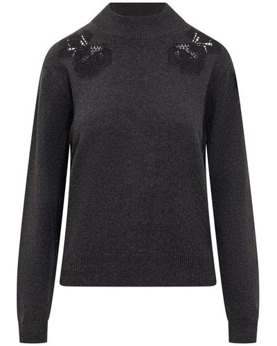 See By Chloé See By Chloé Wool Blend Gray Sweater - Black
