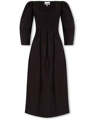 Ganni Dress With Puff Sleeves - Black