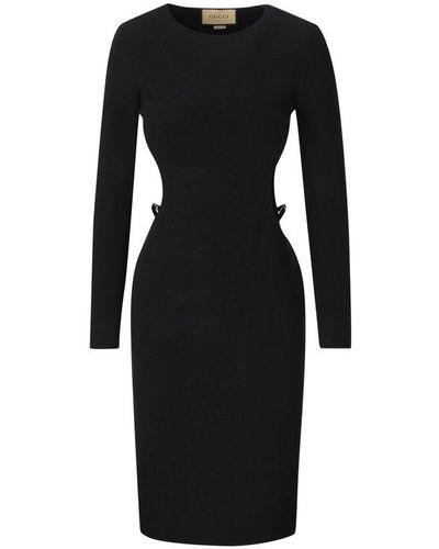 Gucci Cut Out Detailed G Square Midi Dress - Black