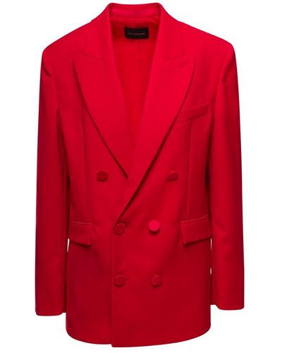 ANDAMANE Double-breasted Long-sleeved Blazer - Red