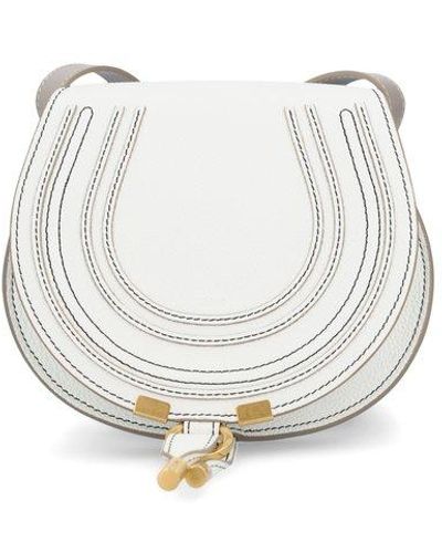 Chloé Marcie Small Leather Shoulder Bag - White