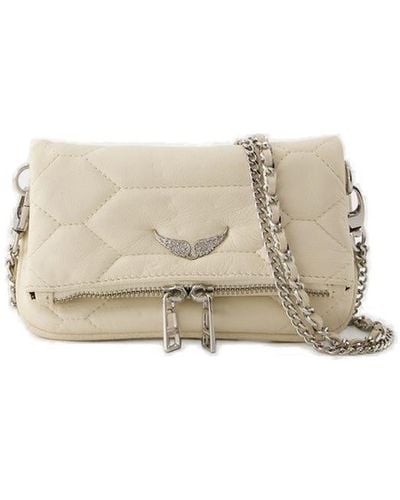 Zadig & Voltaire Rock Nano Xl Quilted Clutch Bag - Natural