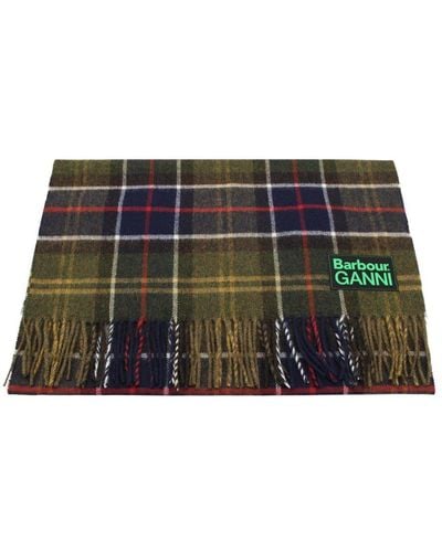 Barbour Logo Patch Checked Fringed Scarf - Multicolour