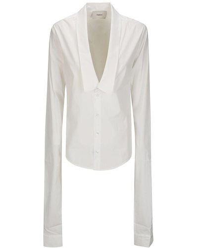Coperni Extra-long Sleeved Open Collar Shirt - White