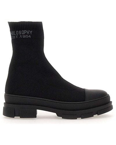 Philosophy Di Lorenzo Serafini Logo-knitted Slip-on Sock Boots - Black