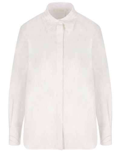 Chloé Embroidered Details Shirt - White