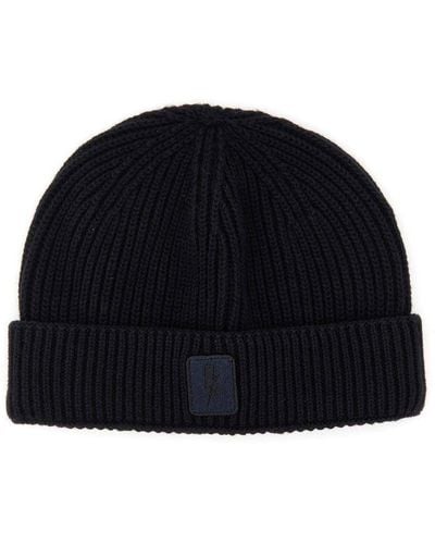 Neil Barrett Beanie Hat With Logo - Blue