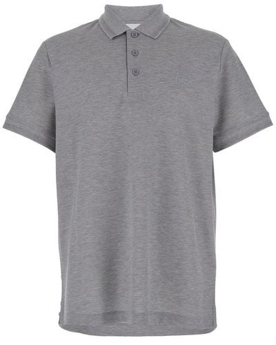 Burberry Logo-embroidered Short Sleeved Polo Shirt - Grey