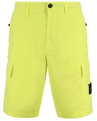 Stone Island Logo Patch Mid-rise Cargo Shorts - Yellow