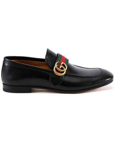 Gucci GG Webbed Trim Loafers - Black