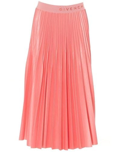 Givenchy Logo Trim Pleated Skirt - Pink