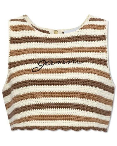 Ganni Striped Pattern Top By - Natural