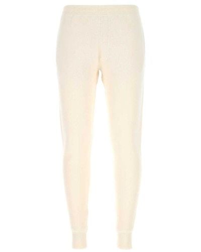Prada Ivory Stretch Cashmere Blend Sweatpants - White