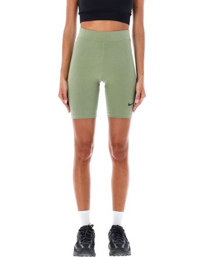 Nike Logo-printed High-waist Cycling Shorts - Green