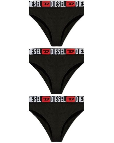 DIESEL Three Pack Of Logo Waistband Briefs - Black