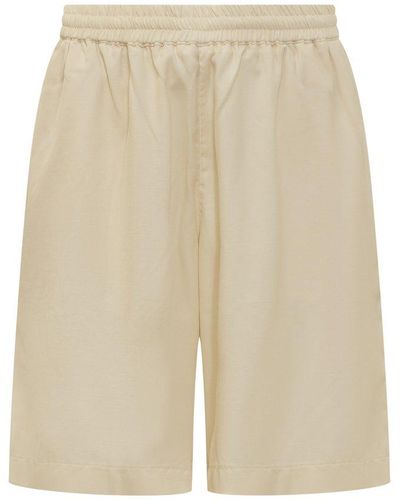 Bonsai Elasticated-waistband Knee-length Bermuda Shorts - Natural